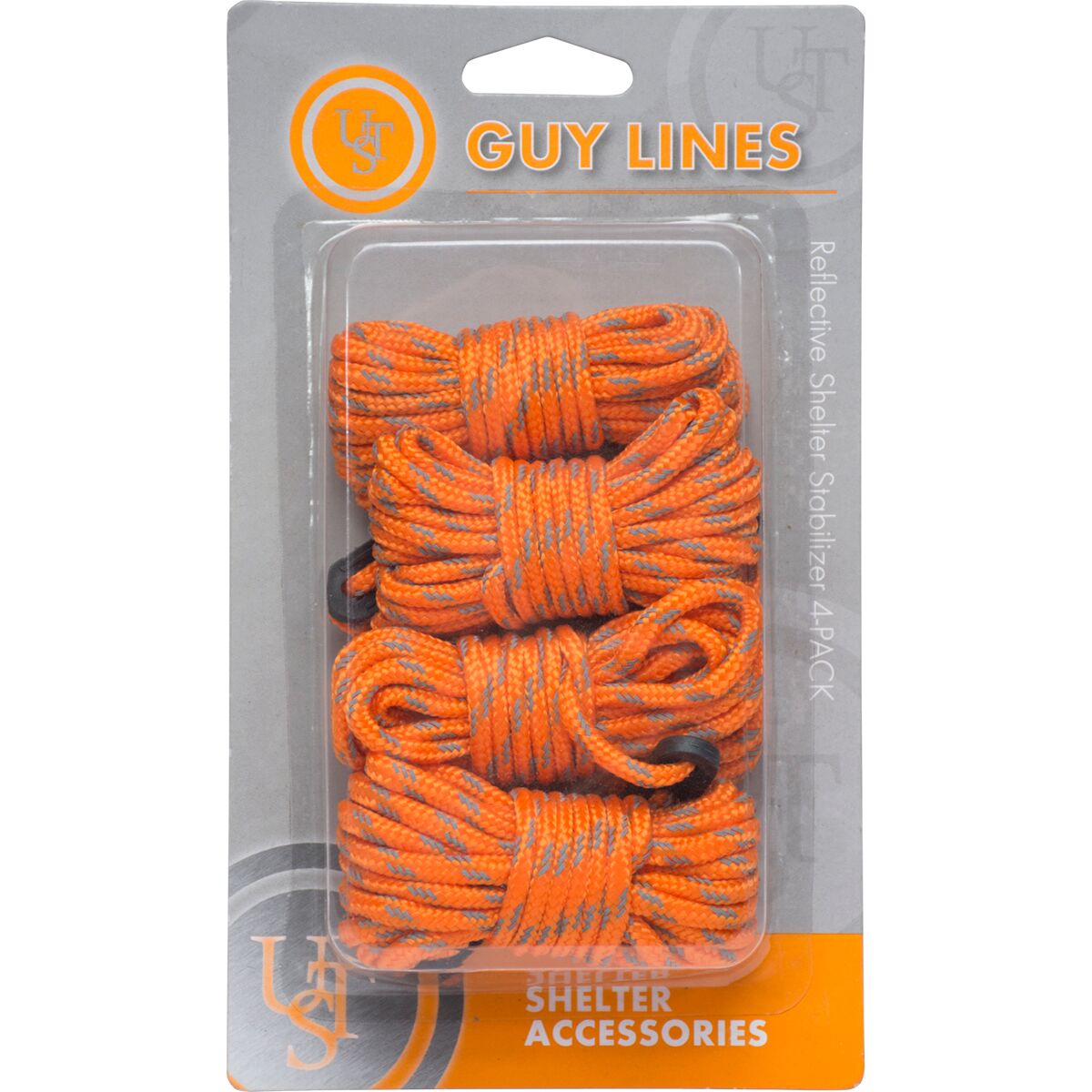 Ultimate Survival Technologies Guy Line Reflective Orange Ropes 2-Pack of 4