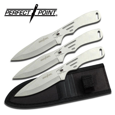 Perfect Point Silver Spider Throwing Knife Set