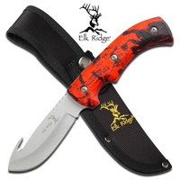 Elk Ridge Gut Hook Skinner Knife - Orange Camo