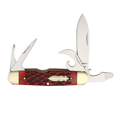 Marbles Red Jigged Bone Scout Knife