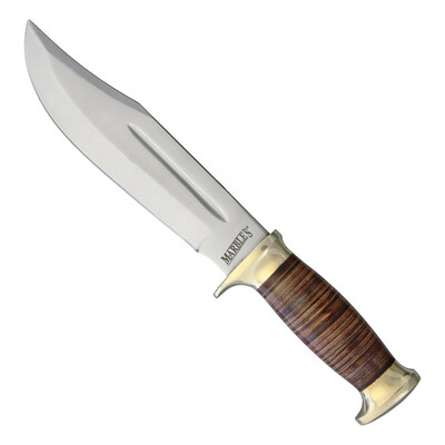 Marbles Stacked Leather Bowie Knife