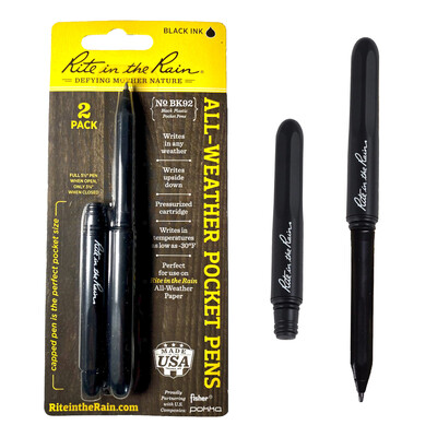 Rite In The Rain All Weather Pocket Pen - 2 Pack Black